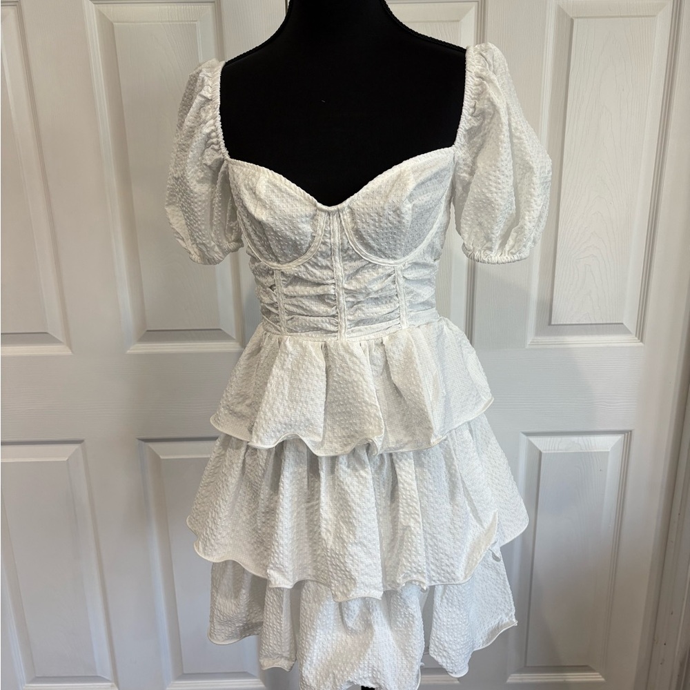 PrettyLittleThing Textured Cream Dress